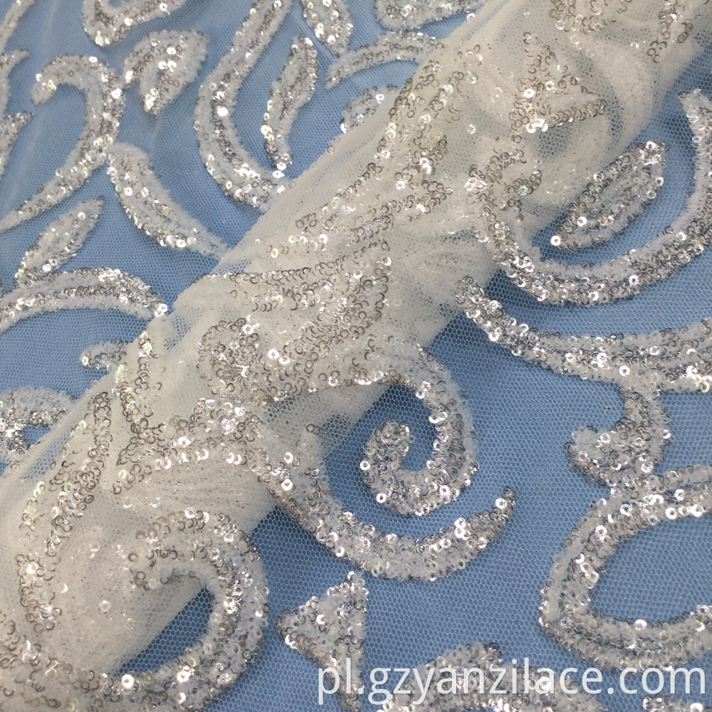 white crystal sequin fabric 